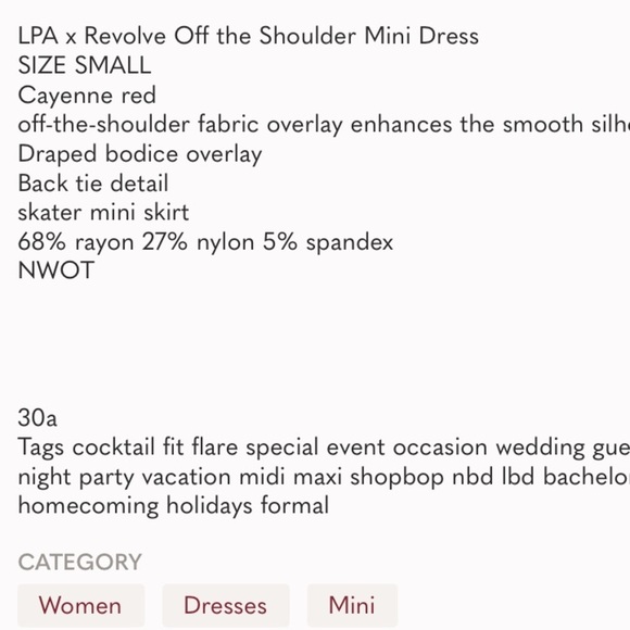 LPA x Revolve off the shoulder red mini dress size medium - Picture 14 of 15